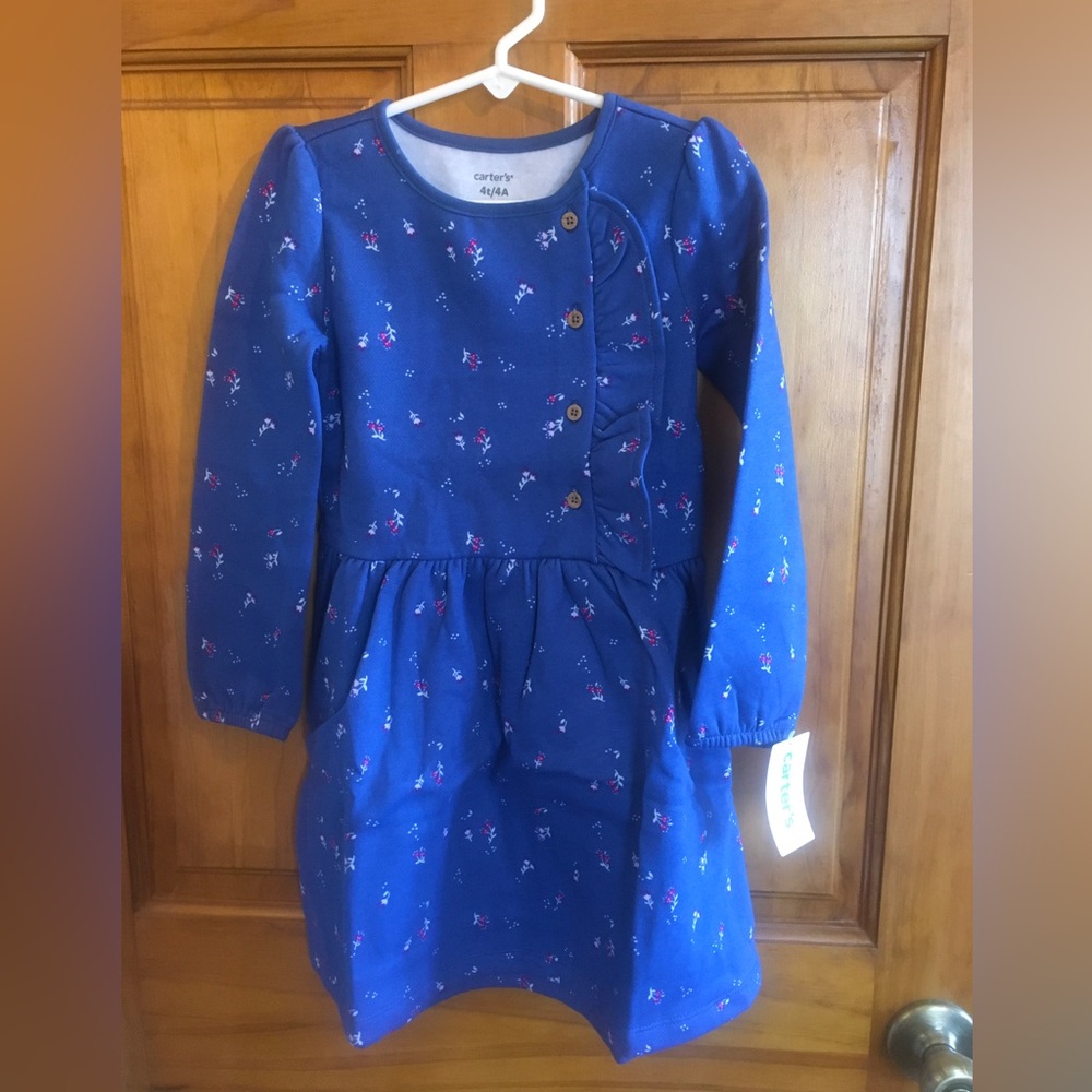 Carter’s Blue Fleeced Long Sleeve Dress - 4T